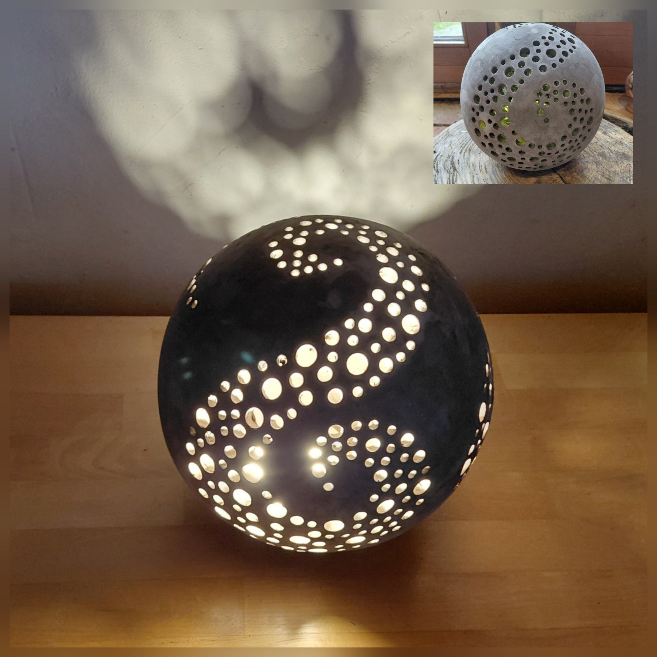 Große Lichtkugel 24 cm Keramik Leuchtkugel frostfest